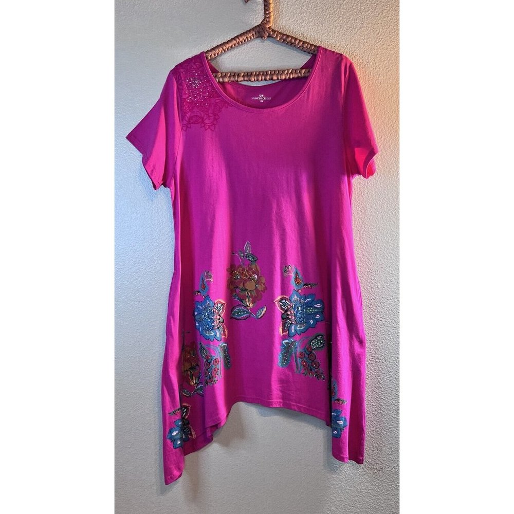 Princess Cruise Size XL Dress Floral Embellished Pocket Pink